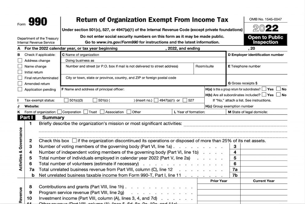 Nonprofit Organization – Form 990