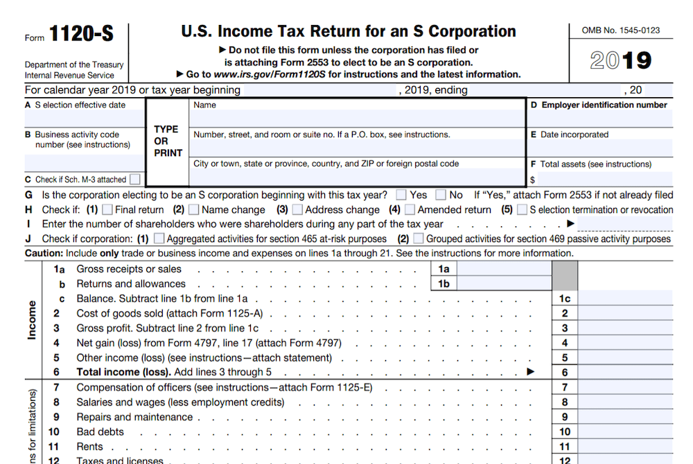 S-Corporation – Form 1120S